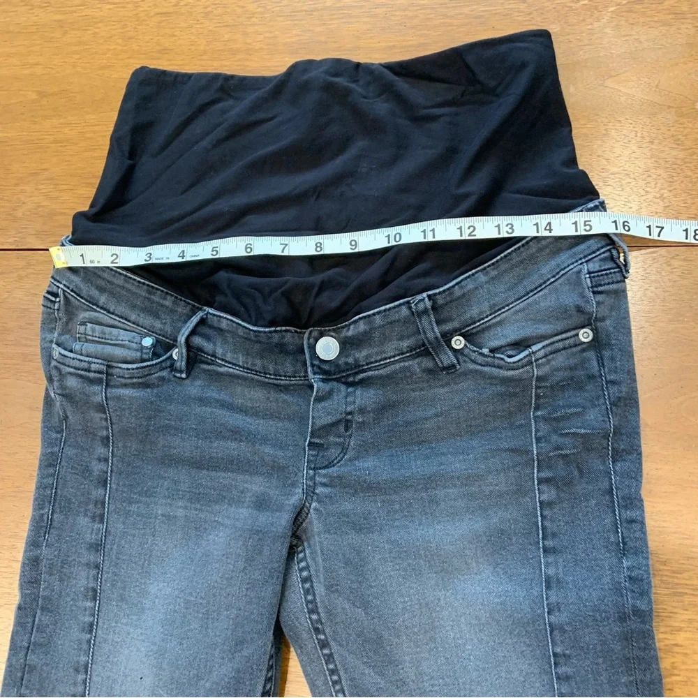 H&M black skinny ankle high rib Mama maternity jeans with zippers at hems - Picture 4 of 7